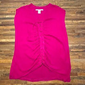 DVF l Magenta Silk Lace Up Blouse Top l Size 4